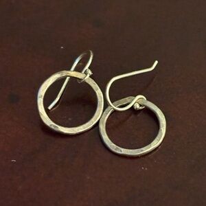Artisan Sterling Silver Hammered Circle Drop Earrings, NFS